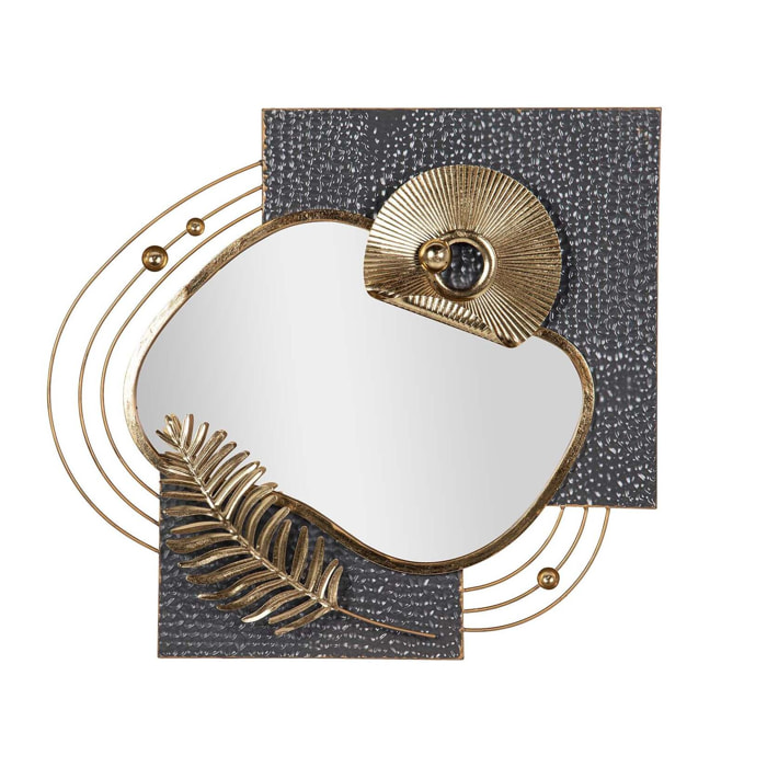 Adorno Pared Metal Espejo Gris Dorado 80x7x72 Cm