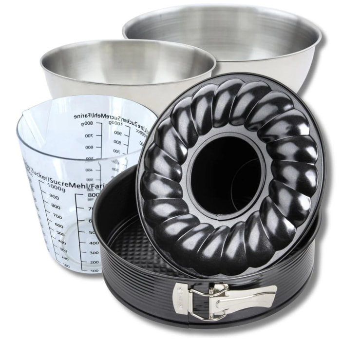 Set pâtisserie avec moule à manqué et à savarin 28 cm, 2 bols à mixer, verre mesureur et spatule Zenker