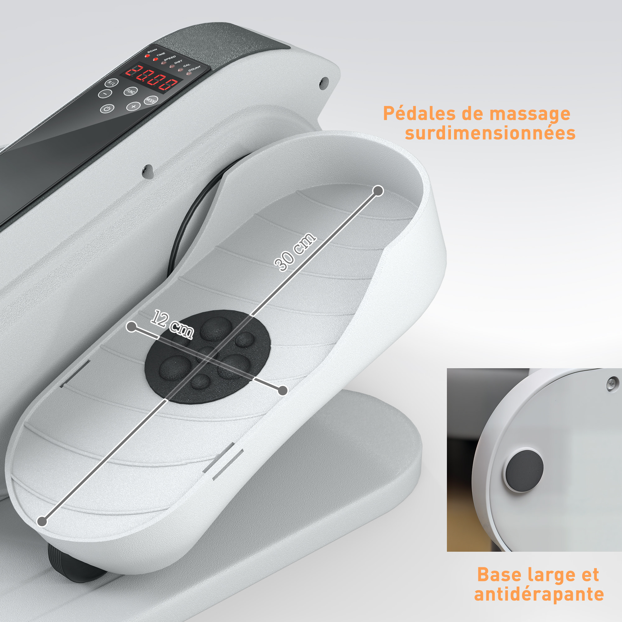 Elliptique de bureau, mini vélo elliptique électrique avec écran LCD, télécommande et 10 vitesses réglables, silencieux et portable pour les seniors, blanc