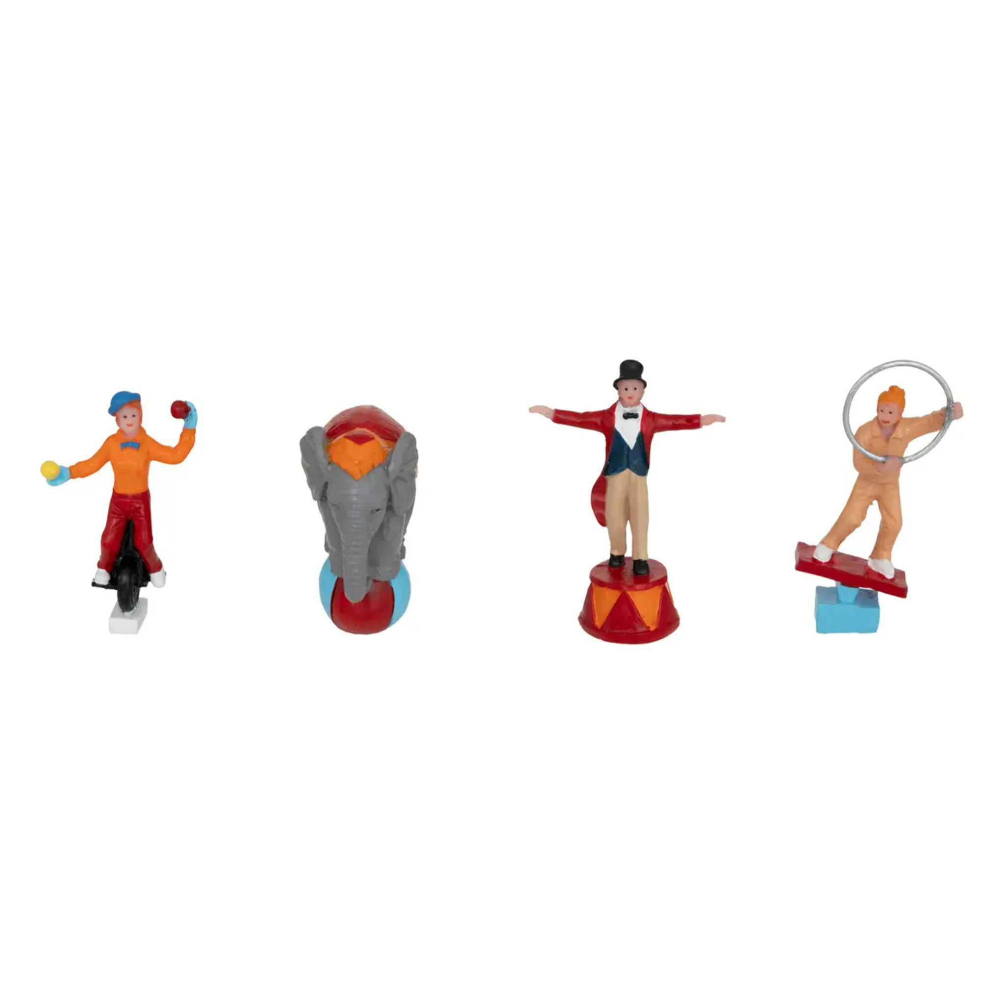 Lot de 4 santons pour village cirque H.6,6cm