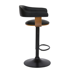Chaise de bar réglable 62/84 cm en cuir synthétique noir - Harold