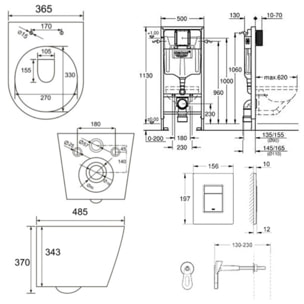 Pack WC Bâti-support + WC Swiss Aqua Technologies Infinitio sans bride, fixation invisible + Plaque chrome