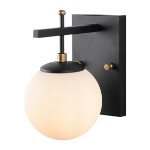 Aplique de pared pantalla blanca, metal , negro, 15x20x15, casquillo E14 Max 40 W