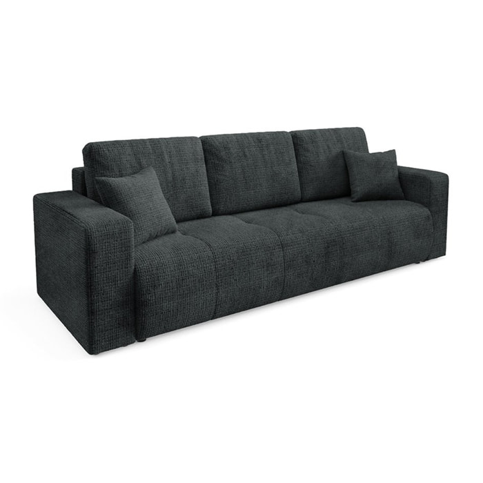 AURORE - Canapé 3 places en tissu texturé gris foncé