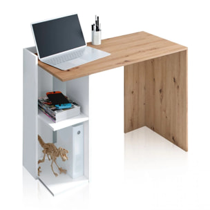 Mesa de escritorio Kenia Blanco Artik (Blanco Mate) - Roble Nodi