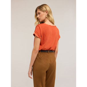 Motivi - Camiseta bimatérica - Naranja sol