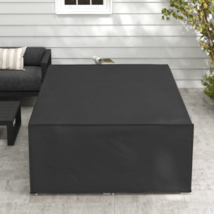 Housse de protection salon de jardin bâche etanche tissu oxford rectangulaire 222L x 155l x 67H cm noir