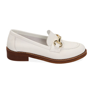 Mocasines planos blancos de piel