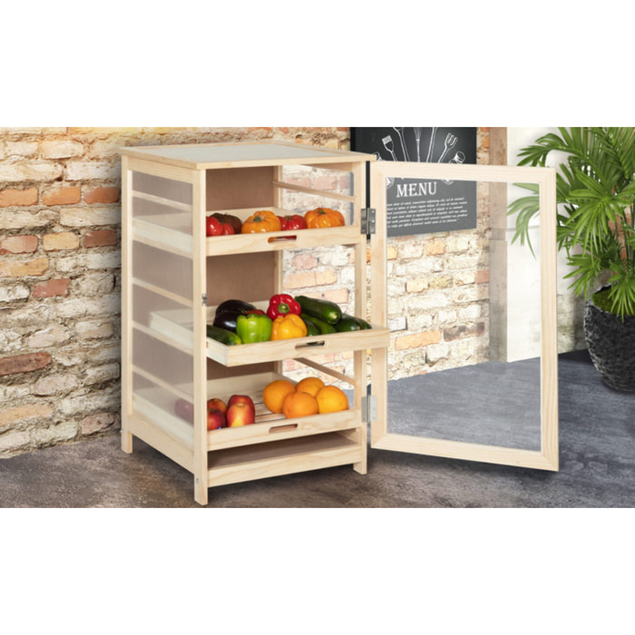 Légumier en bois 3 niveaux avec tiroirs amovibles