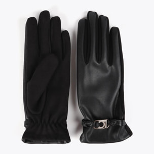 Guanti effetto pelle con bracciale logo ovale