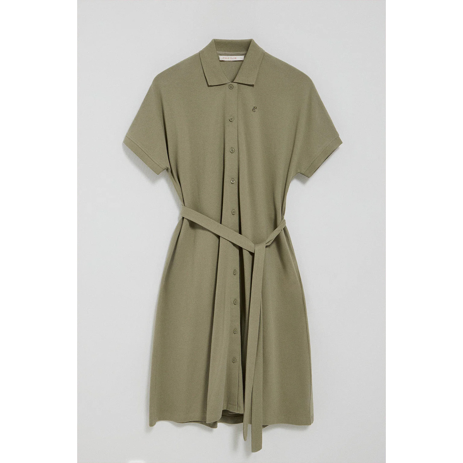 Vestido verde abotonado con bordado PC