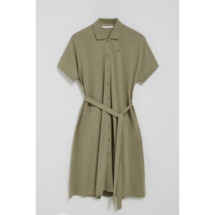 Vestido verde abotonado con bordado PC