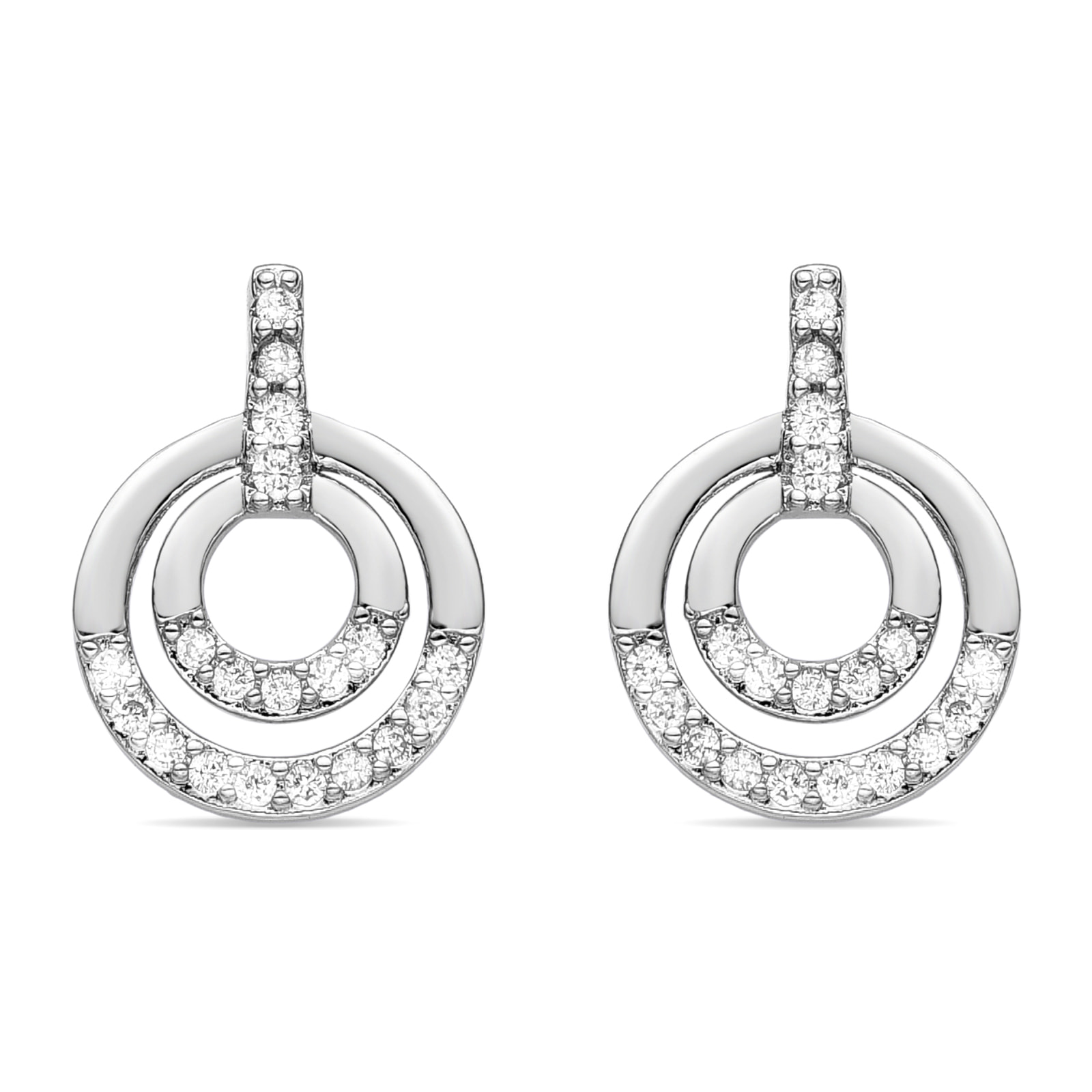 Pendientes de Circonita Brillante acabados en rodio
