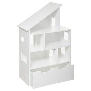 Librería maison con ruedas de color blanco