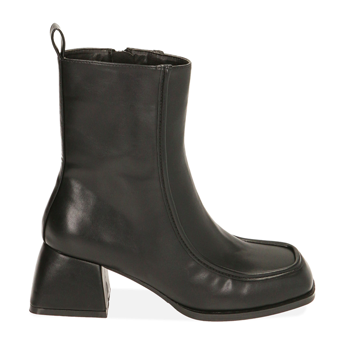 Ankle boots neri punta quadra, tacco 6 cm