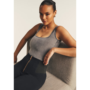 Body senza maniche in jersey TENCEL™ effetto denim