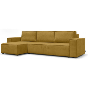 Canapé d'angle convertible 5 places en tissu chenille - HARPER