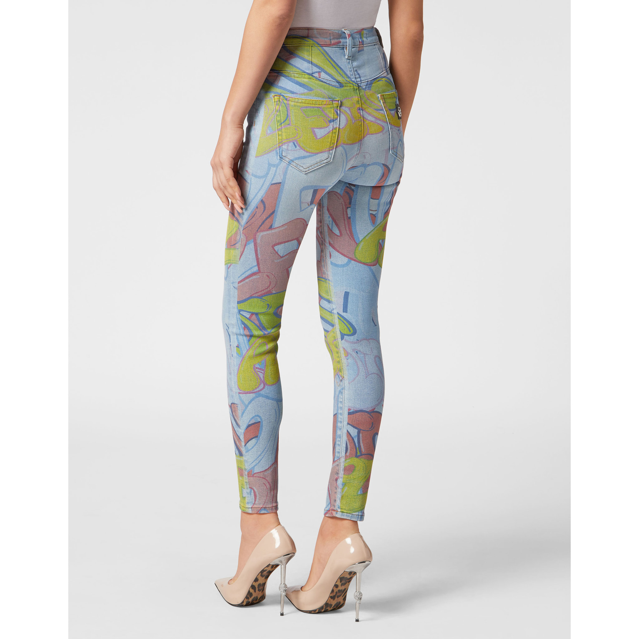 PHILIPP PLEIN Jegging de cintura alta BOMBING GRAFFITI