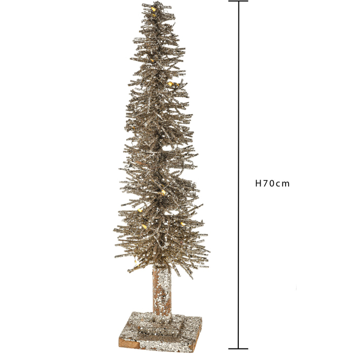 Albero Slim 30 Led Rattan - Pezzi 1 - Colore Dorato - 16,5x70Hx11cm - Bianchi Dino