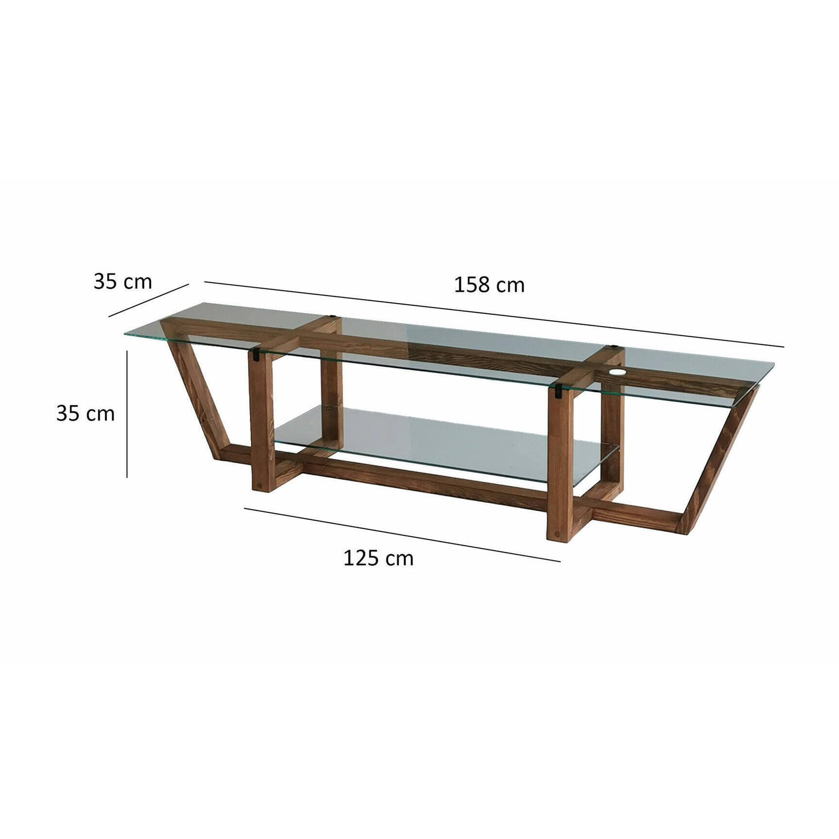 Mobile porta TV Dmatturr, Credenza da soggiorno, Armadio basso per TV, Base parete attrezzata, 158x35h35 cm, Noce