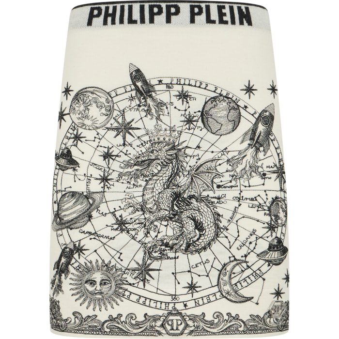 PHILIPP PLEIN Knitted Mini Skirt Lurex Zodiac