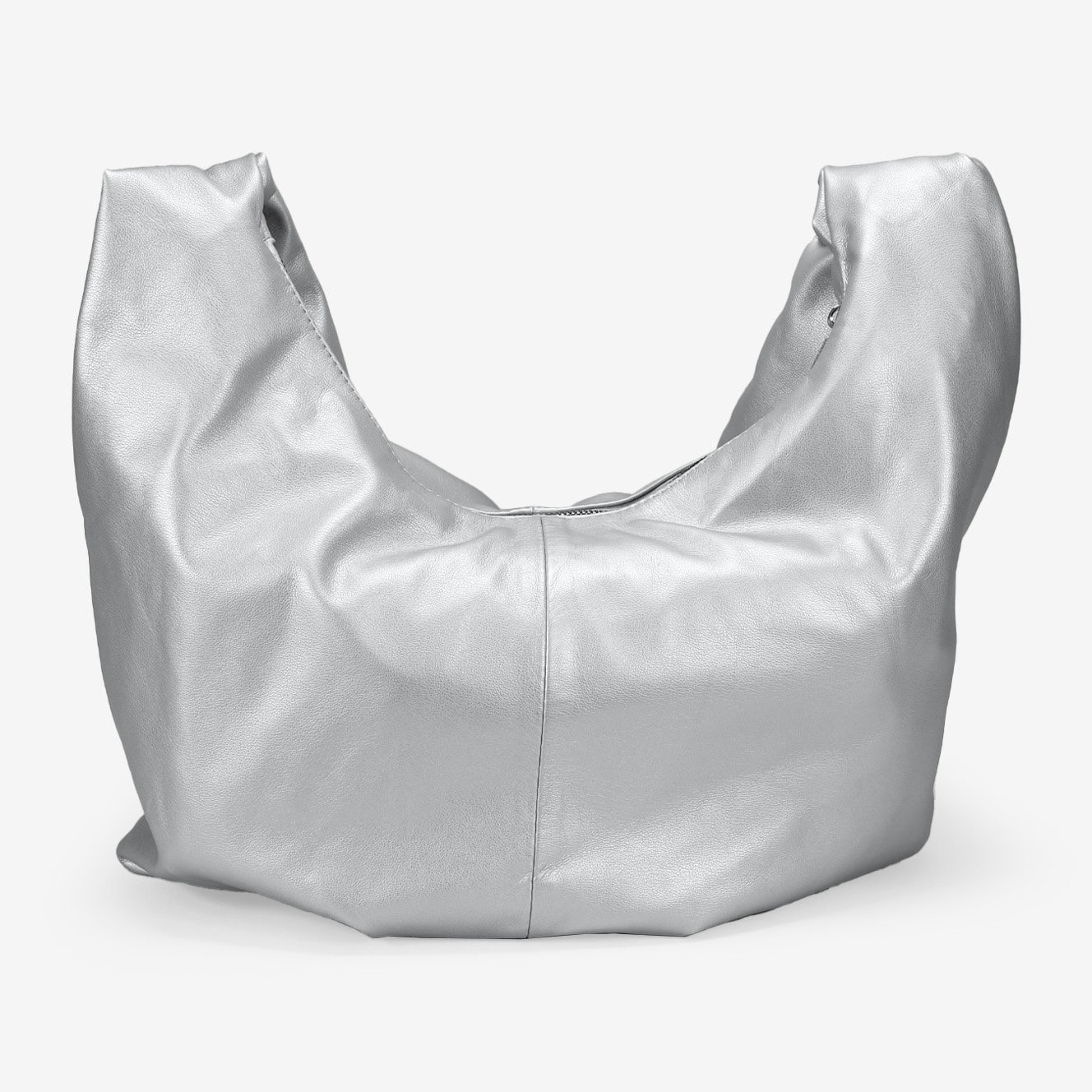 Bolso bandolera plateado grande y blando