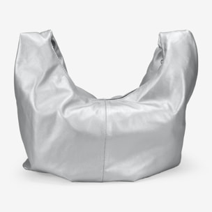 Bolso bandolera plateado grande y blando