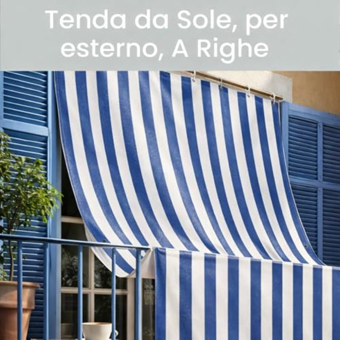Intrecci Tenda da Sole Impermeabile per Verande e Balconi con Occhielli, Righe Blu