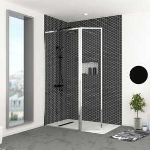 Paroi de Douche avec Volet Pivotant 90+40x200cm - Finition Chromée - CHROMED CONTOURING