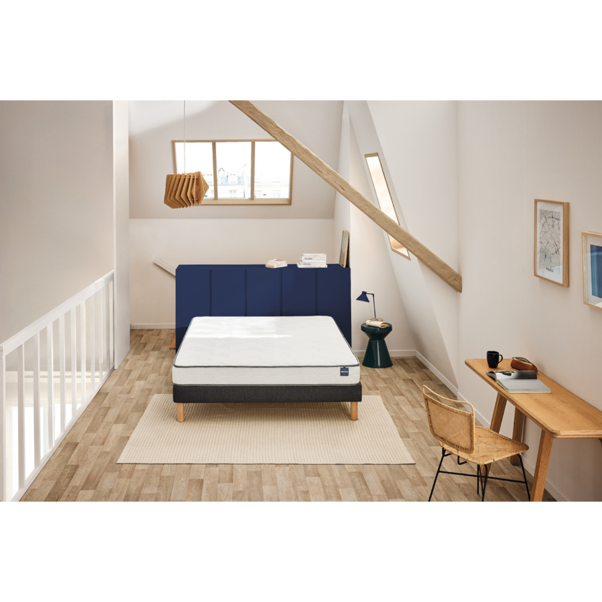 Ensemble BASICLY 1 place | Matelas H 19cm avec sommier ferme |confort très ferme