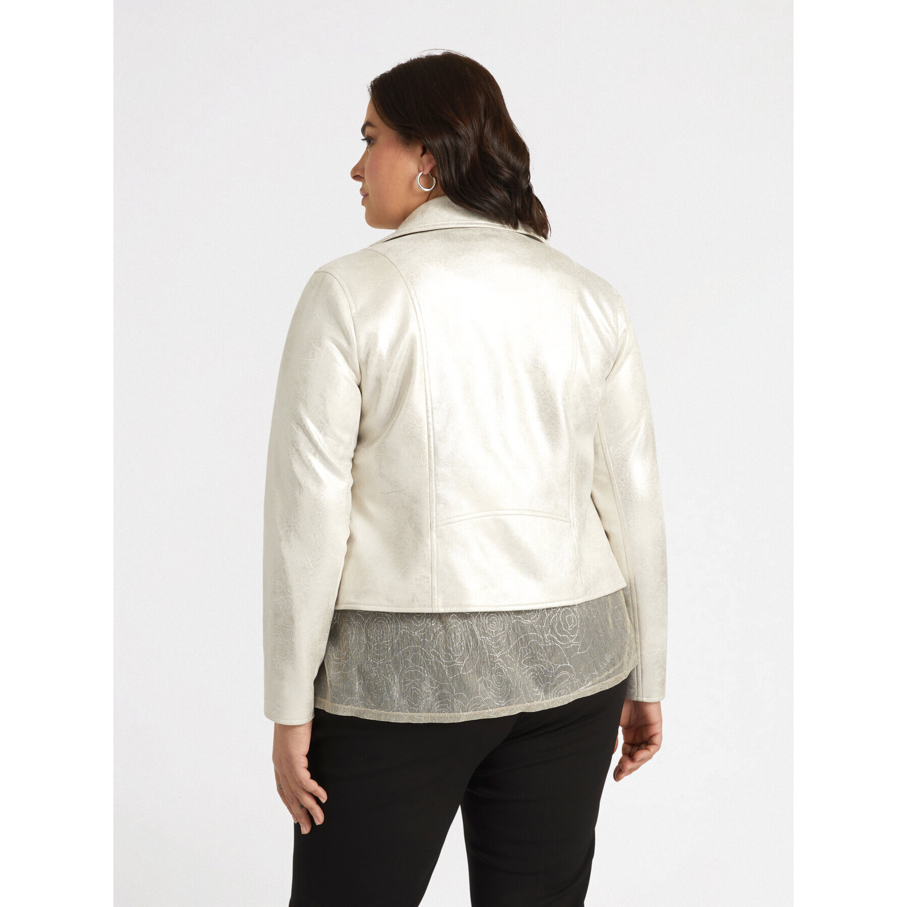 Fiorella Rubino - Chaqueta biker de tejido laminado - Oro