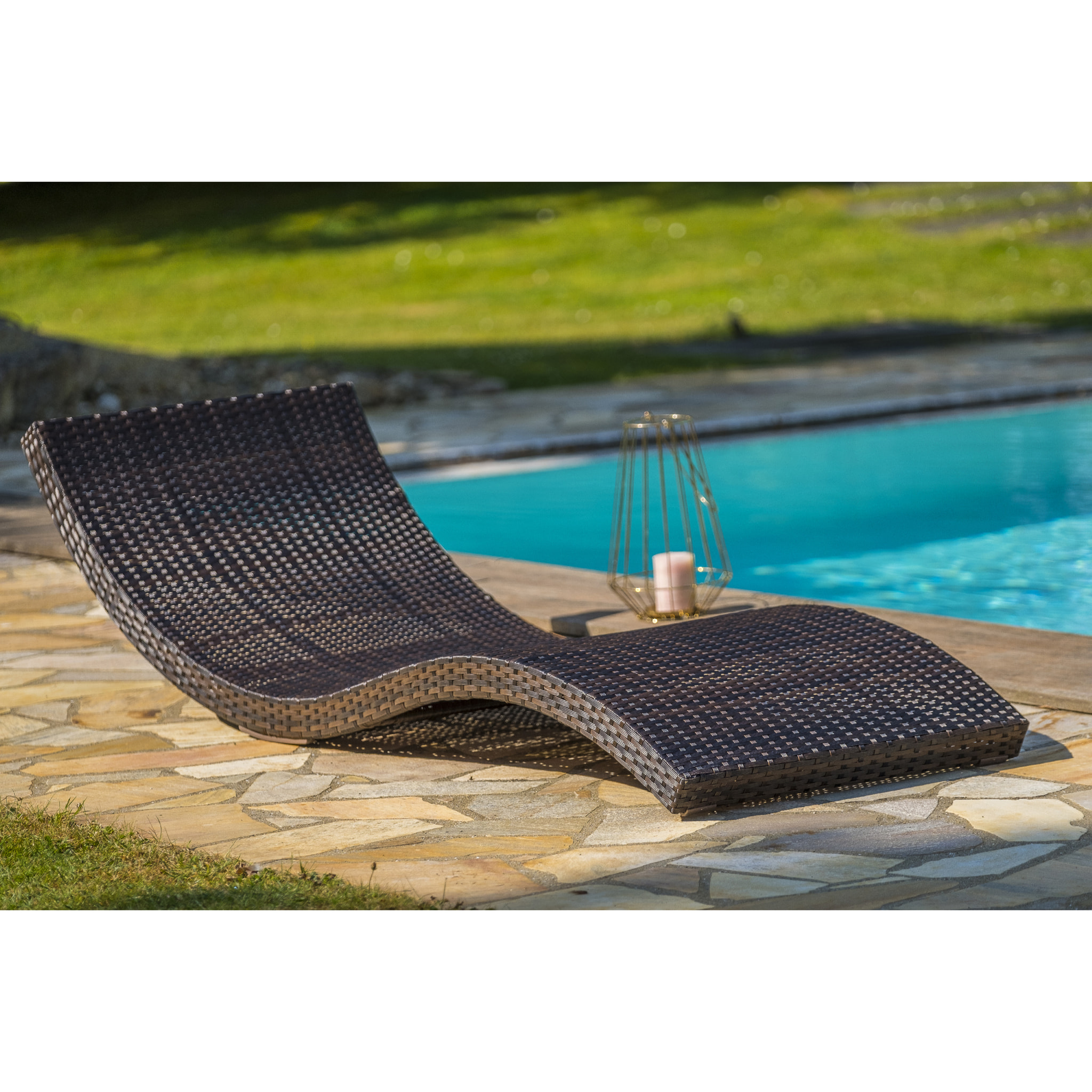 CANCUN - Lot de 2 bains de soleil en résine tressée chocolat