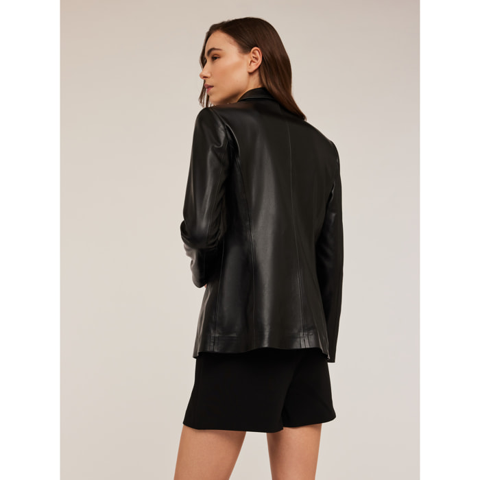 Motivi - Blazer monopetto in tessuto spalmato - Nero