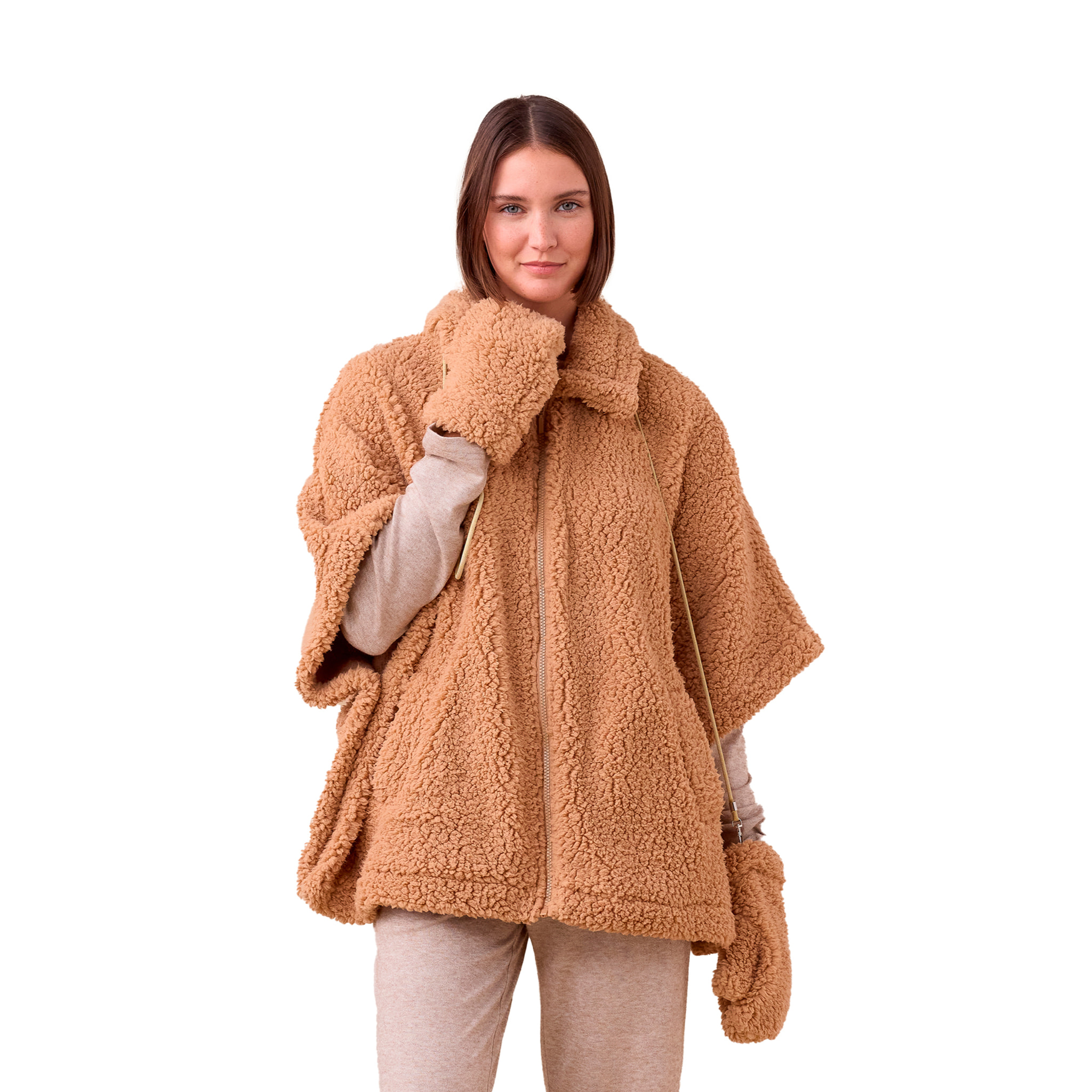 Poncho con guanti eco agnellino articolo unito. Noidinotte