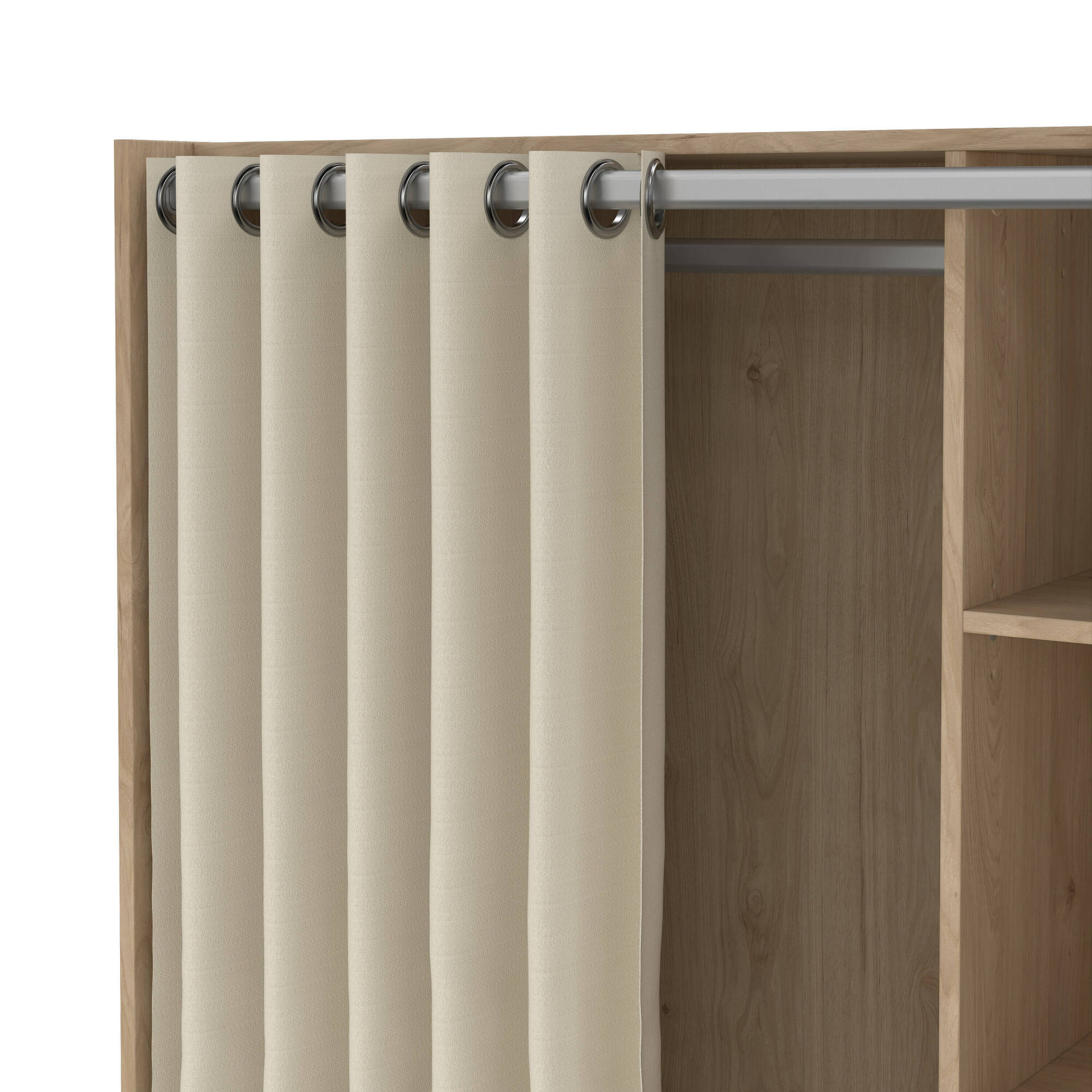 Guardaroba grande Jal, Mobile camera da letto, Cabina armadio portabiti, Armadio appendiabiti, 105x48 h180 cm, Rovere e Beige
