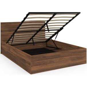 Lit coffre Sicilia 140x190cm effet bois noyer
