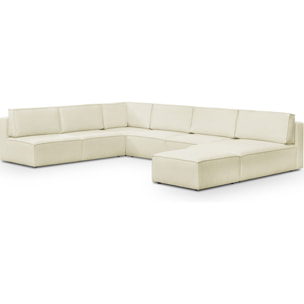 Canapé d'angle gauche convertible 10+1 places en tissu bouclé - HARPER MOD