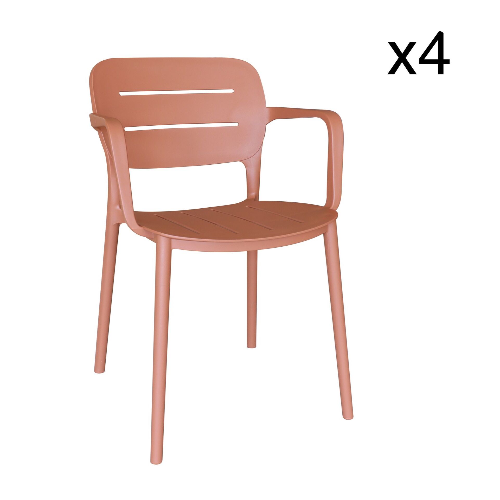 Lot de 4 fauteuils de table terracotta en polypropylène SUNSET