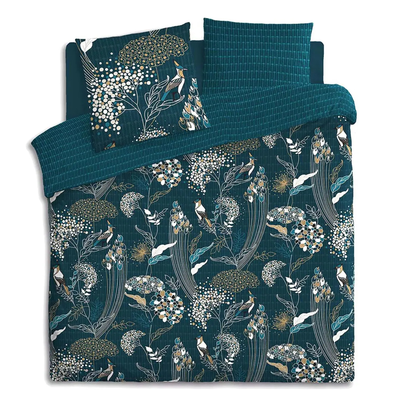 Parure de lit "Art Déco Paon" en coton 240x220 cm