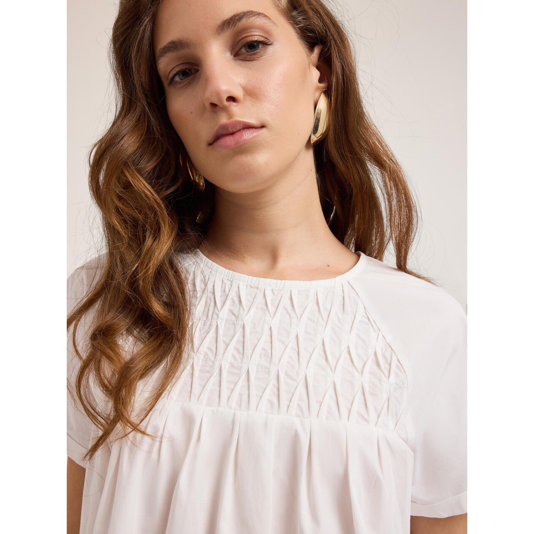 Motivi - Blusa lavorata in popeline - Bianco