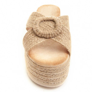 Sandalias de Cuña - Beige - Altura: 6 cm