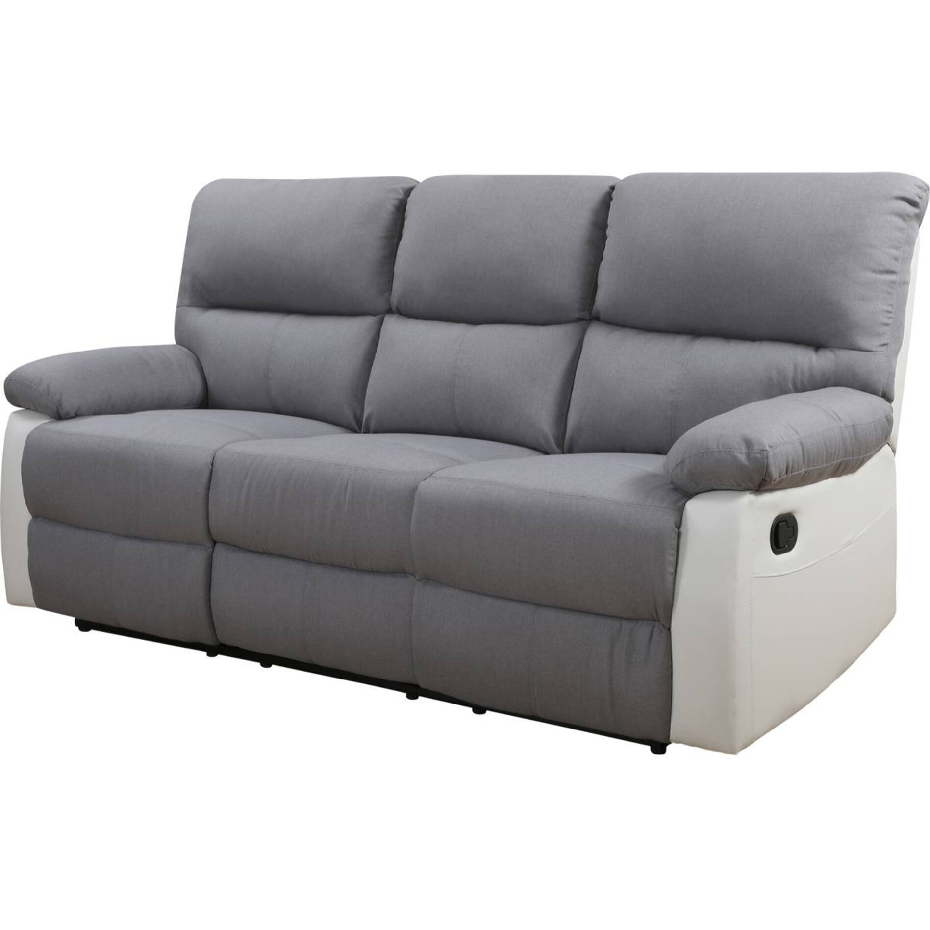 Canapé relax "Lincoln" - 197 x 89 x 103 cm - 3 places - Blanc / Gris clair