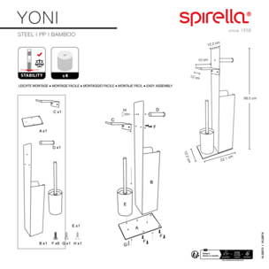 Combiné Wc avec support smartphone Acier & Bambou YONI Blanc mat Spirella