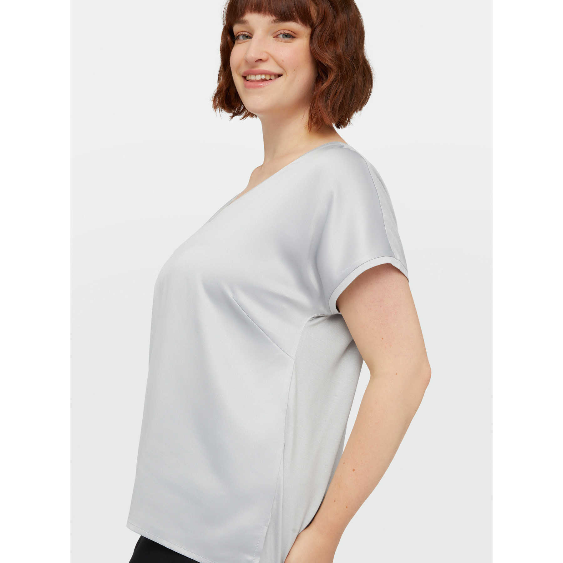 Fiorella Rubino - T-shirt in raso e jersey - Grigio