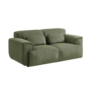 Canapé Wallas. 2 places. tissu velours côtelé vert L 180 x P 98 x H 73cm