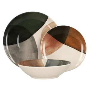 Service de table 36 pièces en grès marron GAIA