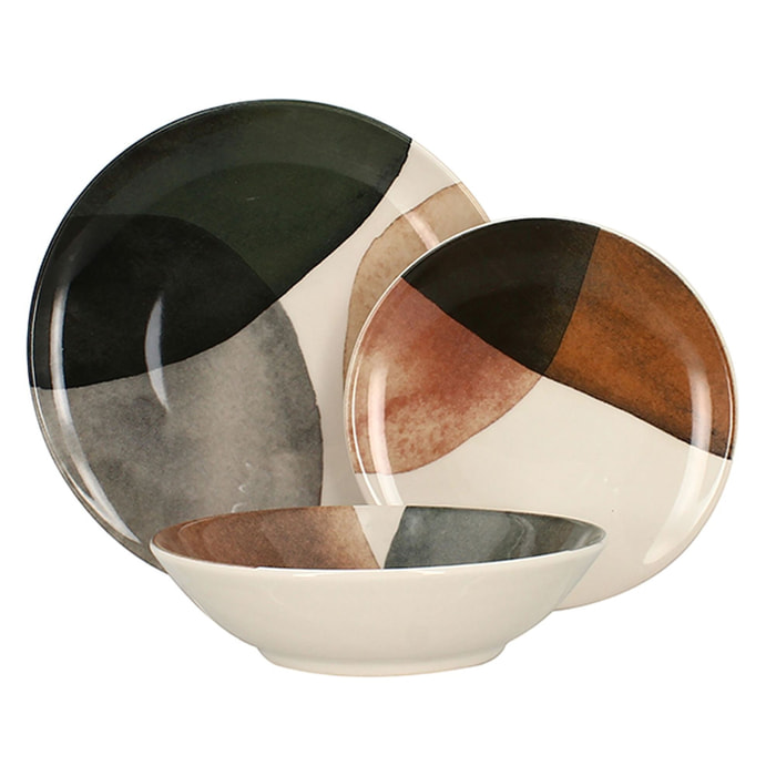 Service de table 36 pièces en grès marron GAIA