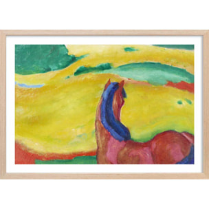 Poster Chevaux dans le paysage par Franz Marc Affiche + cadre en bois - Chêne
