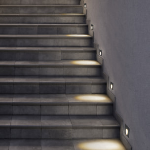 Forlight Icon Square - Foco Empotrable de Pared LED para Exterior IP65. LED 2.2W Blanco Cálido 3000K. Empotrable de Pared Exter