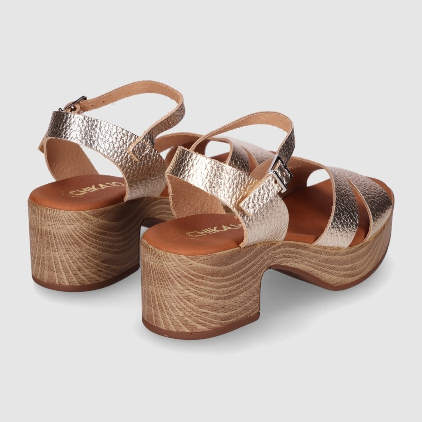 Sandalias de Piel - Platino - Tacón: 4 cm